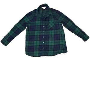 Camisa clásica de franela azul verde a cuadros de manga larga para mujer Old Navy talla L - Imagen 1 de 4