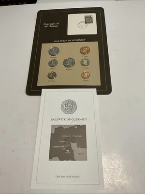 Juegos de monedas de todas las naciones Guernsey, Bailiwick de con tarjeta 1979-1983 #3 Foto 1 de 4