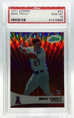 2011 eTopps #35 Mike Trout RC PSA 10 Gem Mint 005/999 Los Angeles Angels ROOKIE - Image 1 of 4