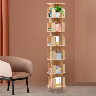 Rotating Bookcase 360 Display Floor Standing Bookcase Storage Rack - Image 1 of 4