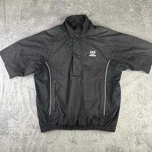 DryJoys FootJoy FJ Medium 1/2 Zip Pullover Golf Wind Jacket Short Sleeve Black - Picture 1 of 17