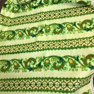 Vintage MCM Floral Lime Green yellow 1970s Upholstery FABRIC 2.25 Yd x 56 wide - Image 1 of 4