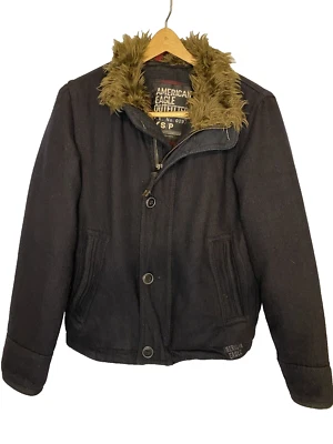 American Eagle Outfitters Abrigo Lana Invierno Negro Hombre Talla S/P Pequeño Foto 1 de 4