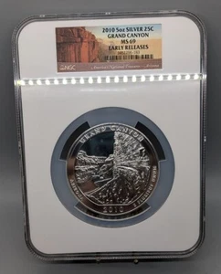 2010 USA America The Beautiful 5 oz Fine Silver Coin, Grand Canyon Early Release - Bild 1 von 5