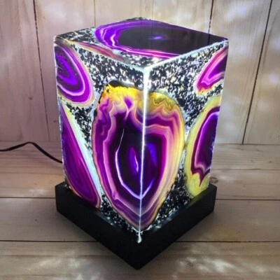 Akzent Lampe,Lila Achat,7-in Edelstein Tisch Lampe für Elegant Einweihungsfeier - Bild 1 von 4