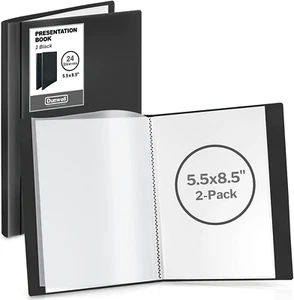 Dunwell Small Binders with Sleeves - Presentation Books 5.5X8.5 (2-Pack, Black), - Picture 1 of 8