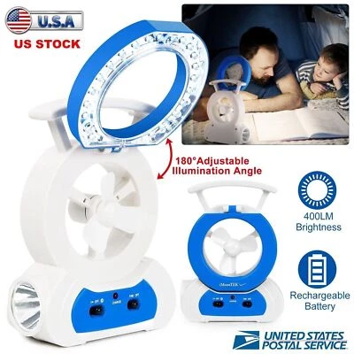 Desk Cooling Fan w/ 180° Adjustable LED Lamp Baby Stroller Fan Flashlight Torch - Image 1 of 4