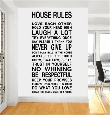 BIG House Family Home Rules Quote Wall Stickers Dining Room Removable Decals DIY - Image 1 of 2