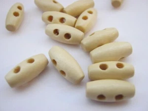 10 Mini Wood Toggle Buttons 15mm (5/8") Extra Small Toggles Buttons Baby Clothes - Picture 1 of 2