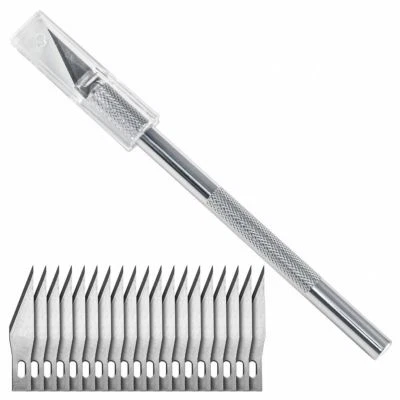 1 Skalpellmesser + 20 Skalpellklingen Bastelmesser Schnitzmesser Messer Skalpell - Bild 1 von 2