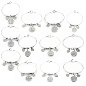 Bracciale Rigido Pendente Ciondolo Donna Alessia Fashion Lettera Cristalli Cuore - Picture 1 of 15