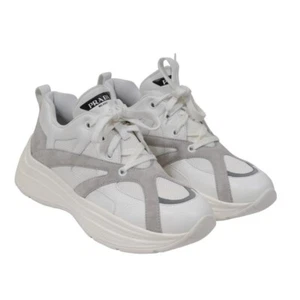 Prada Hombres Gruesas Plataforma Tenis EE. UU. 13 UK 12 Blanco Cuero Zapatillas de Gran Tamaño - Imagen 1 de 11