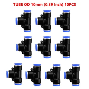 Pneumatic Push To Connect Fitting Tube OD 10mm Branch Tee Union Air Line 10PCS - Picture 1 of 10