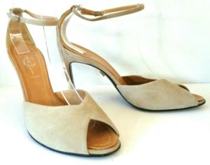 Tacones D'Orsay de cuero de gamuza bronceada casadei EE. UU. 10,5 M con correa al tobillo ITALIA - Imagen 1 de 8