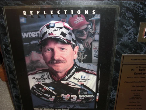 NASCAR Earnhardt Sr #3 Plaque, In Memory of, w/ piece of car, 2001, Mint Cover