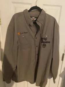 MENS HARLEY DAVIDSON GREY SHIRT WITH SKULL ON BACK - SIZE XL - TAG 586 - Picture 1 of 2