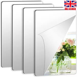 4PCS 15/20/30CM Acrylic Mirror Tile Wall Stickers Square Self Adhesive Decals UK - Picture 1 of 10