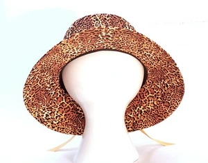 "Leo Beach" - Ladies Womens Leopard Print Floppy Hat Wide Brim Sun Bucket Hat - Picture 1 of 5