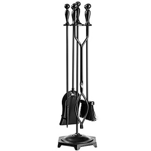 BeShiny 5 Pcs Fireplace Tools Set Wrought Iron Fire Place Accessories Tools M.
