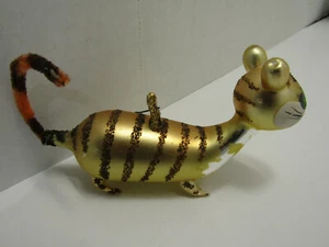 OLD VINTAGE GLASS CHRISTMAS HOLIDAY TREE ORNAMENT GOLD CAT ITALY DECO - Picture 1 of 4