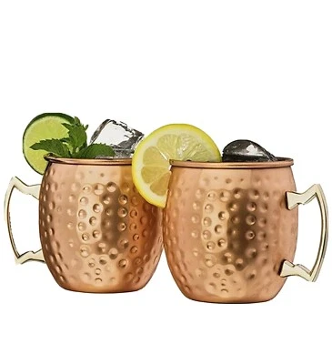 Кованая медная московская кружка-мул с латунной ручкой для пользы для здоровья, набор из 2 - Изображение 1 из 4