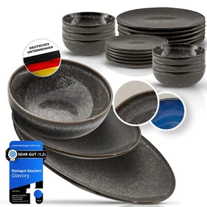 Glavory Eclipse – Steingut Geschirr Set 6 Personen – 18-teilig – Schwarz - Bild 1 von 6
