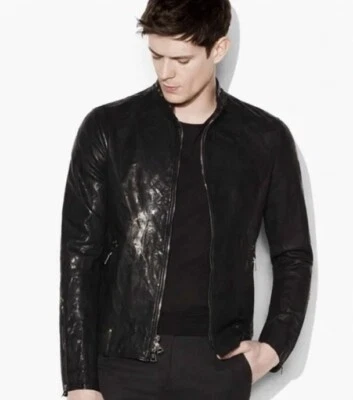$2198 John Varvatos Colección Remache Tachonado Cuero Chaqueta LE Negro 48 38 Foto 1 de 4