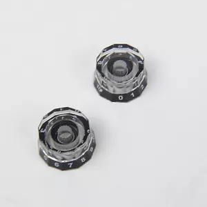 Set of 2 Lampshade Style Electric Guitar Knobs, Clear w/black - Picture 1 of 6