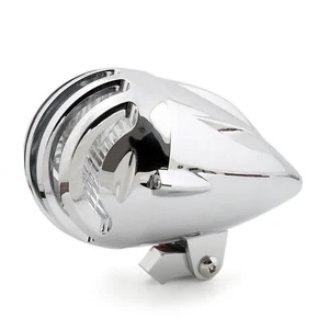 5 1/2" Zoll Bullet Long Chrom Scheinwerfer Motorrad Lampe für Chopper Bobber BE - Picture 1 of 5