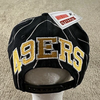 DE COLECCIÓN S.F. Gorra 49ers Para Hombre Negra Snapback Rayas Cabeza de Bloque Aguja Americana Años 90 Foto 1 de 4