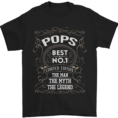 Fathers Day No 1 Pops Man Myth Legend Mens T-Shirt 100% Cotton - Image 1 of 4