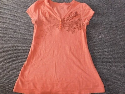 Sonoma Mujer Blusa Pequeña Rosa Jersey Top Gráfico Floral Foto 1 de 4