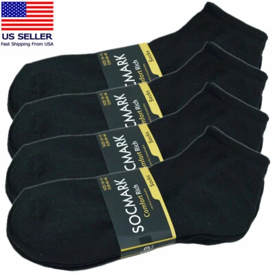 Meias masculinas 3-12 pares algodão esportes conforto tornozelo/quarto tripulação corte baixo tamanho 9-13 - Imagem 1 de 4