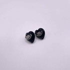 Juicy Couture Earrings Silver Tone Black Heart Crystals 0.75" Costume Jewelry