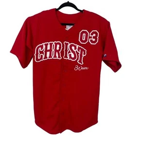 Maglia baseball vintage manica corta camicia con bottoni rossa abbigliamento Cristo uomo XL - Foto 1 di 8