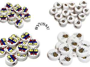 CRYSTALLINE CERAMIC BEADS choose BUTTERFLY HONEY BEE 8mm or 20mm SALE - Picture 1 of 4