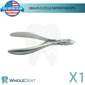 Braun Cuticle Nipper Forceps 7mm Beveled Pliers Curved Cutting Edge Wart Removal - Picture 1 of 5