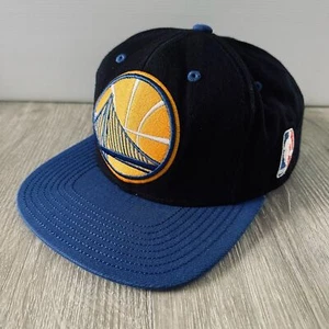 Mitchell & Ness Golden State Warriors Snapback Flat Brim Hat - Black/Blue/Yellow - Picture 1 of 8