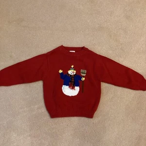 TALBOTS KIDS FROSTY THE SNOWMAN SWEATER, 4, PULLOVER, ON RED, DARLING - Picture 1 of 3