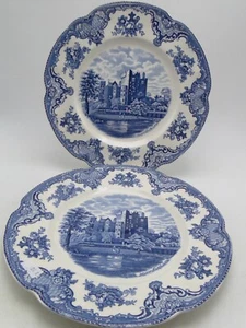 2 piatti Johnson Bros England Old Britain Castles blu 10 pollici - Foto 1 di 5