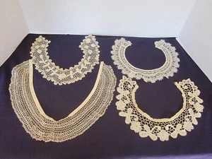 4 Pretty Antique Lace Hand Crocheted Collars - Picture 1 of 23