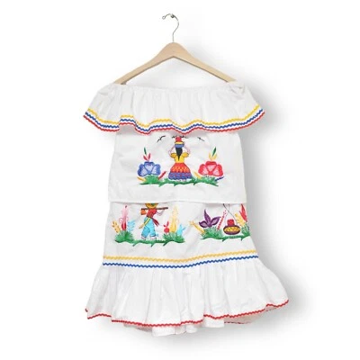 Nicaragua Skirt Set Handmade Kids  Embroidered 2 Piece Vacation Vintage M 6/8 - Image 1 of 4