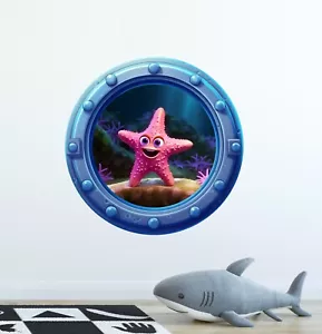 Starfish Cartoon Porthole 3D Window Wall Decal Ocean Sea Life Wall Art Decor - Picture 1 of 6