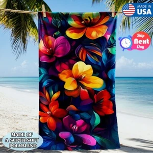 Toalla de playa floral de gran tamaño toalla de baño de microfibra suave de secado rápido extra grande - Imagen 1 de 10