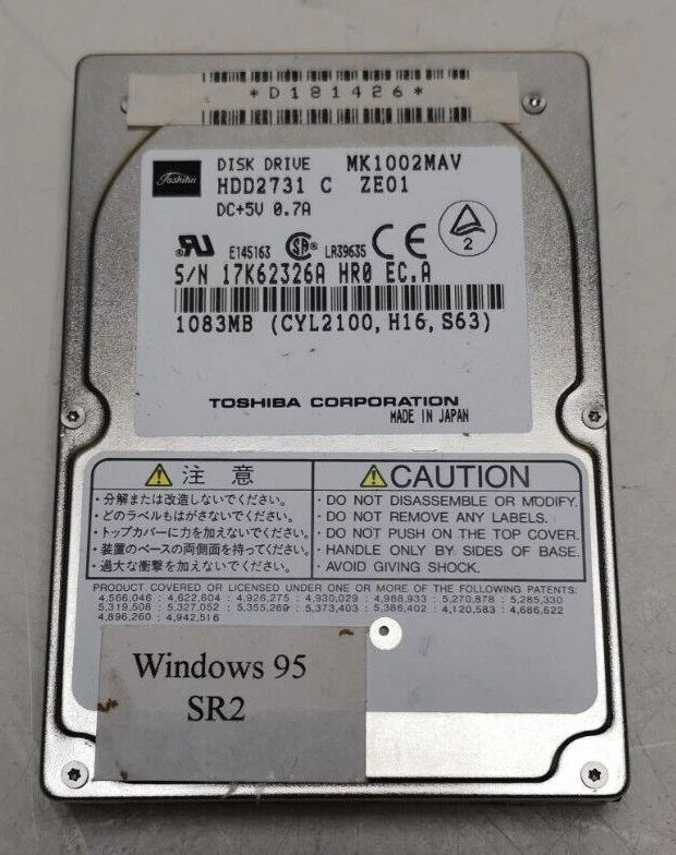 Toshiba HDD 2,5" MK1002MAV HDD2731C 1083MB 1GB ATA44 IDE ATA - Bild 1 von 3