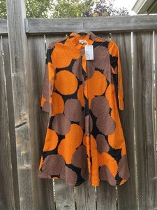 Abito Camicia Zuri Kenya Arancione Nero Marrone Floreale Cotone 2XS XXS - Foto 1 di 15