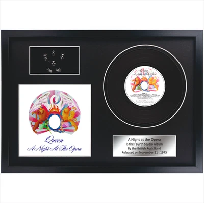 Queen – A Night At The Opera / Rock Memorabilia / LP / Souvenir in black frame - Image 1 of 4