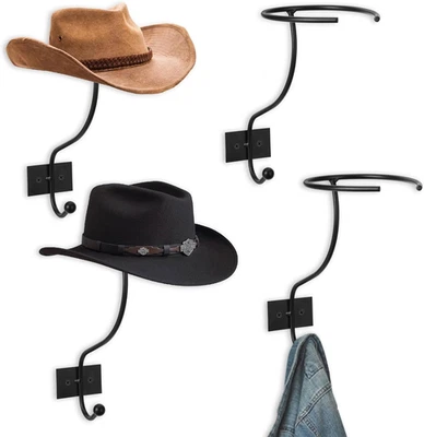 QUUREN Cowboy Hat Rack for Wall 4 Pack Rustic Metal Cowboy Hat Holder Cast Iron - Image 1 of 4