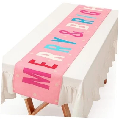 Corredor de mesa rosa Navidad 13 x 72 pulgadas Feliz y brillante Navidad Corredores  Foto 1 de 4