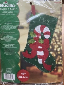 Plaid Bucilla Candy Cane Felt Stocking Maria Stanziani Christmas Craft Kit 85034 - Picture 1 of 7